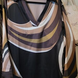 Retro Style 60's 70's Multicolor V-Neck Mini Dress